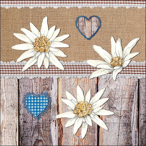 Lunch Napkin - Edelweiss On Wood