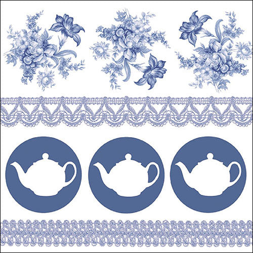 Lunch Napkin - Teapots Blue