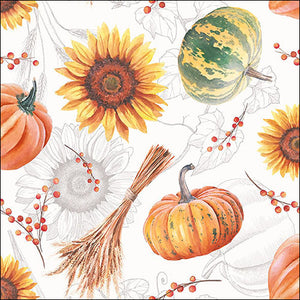 Lunch Napkin - Pumpkins and Sunflowers