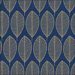 Serviette à Déjeuner - Feuilles Ovales Bleu Royal/Or