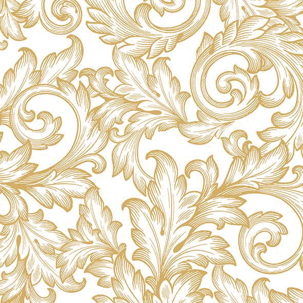 Lunch Napkin - Baroque Gold/White