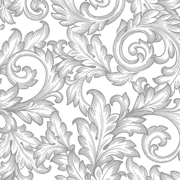 Serviette à Déjeuner - Argent Baroque/Blanc