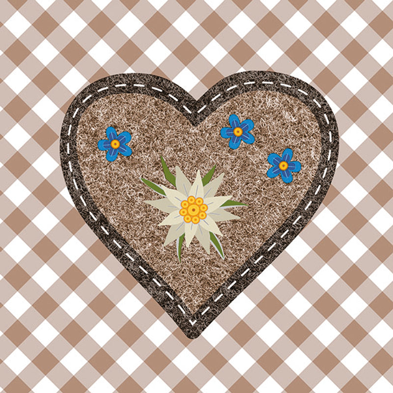 
                
                    Load image into Gallery viewer, Lunch Napkin - Edelweiss Heart Brown
                
            