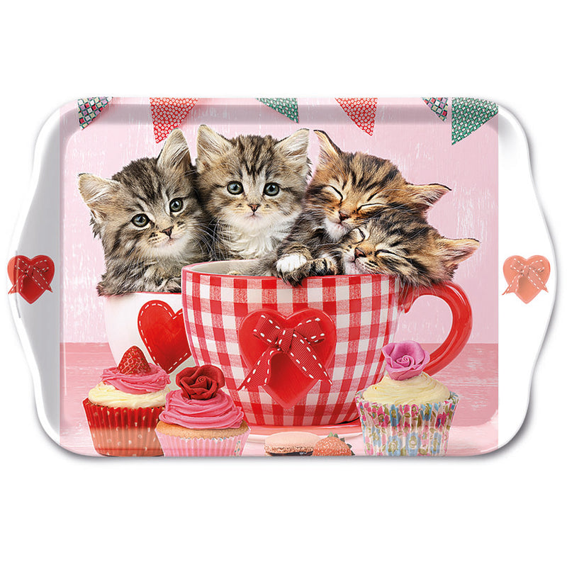TRAY - Cats in Tea Cups (13 x 21cm)