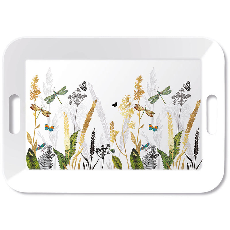 TRAY - Ornamental Flowers White (33 x 47cm)