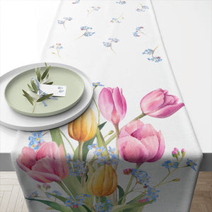 CHEMIN DE TABLE (Coton) - Bouquet de Tulipes
