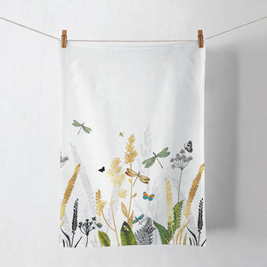 Kitchen Towel - Ornamental Flowers White