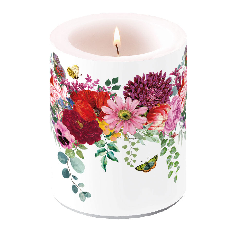 Candle LARGE - Flower Border WHITE