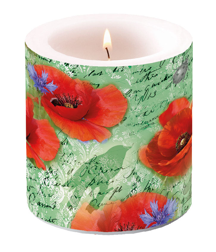 Bougie PETITE - Coquelicots Peints VERT