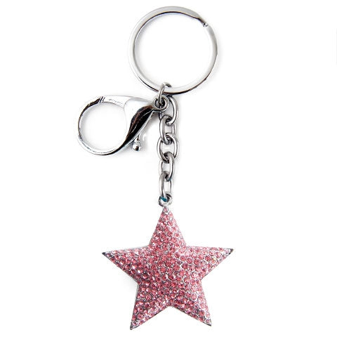 Key Chain - Star PINK with Jewel Accents
