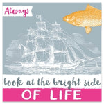 Lunch Napkin - SHIP Bright Side of LIFE (GREY/PINK with YELLOW Fish)