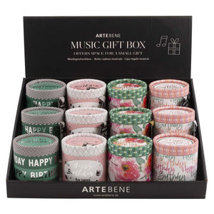 Music Box with Storage (SPRING BIRTHDAY Collection) - Happy Birthday GREEN-GREY STRIPES