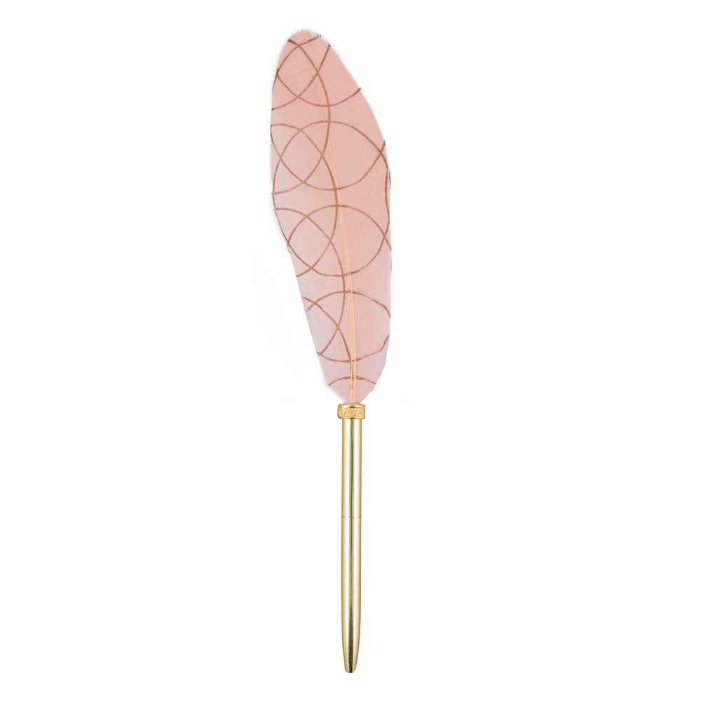 Instrument d'écriture (STYLO PLUME) - Design doré chic sur rose (plume unique)