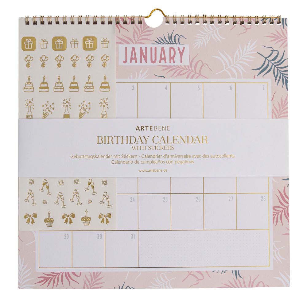 Birthday Calendar - Pink Jungle