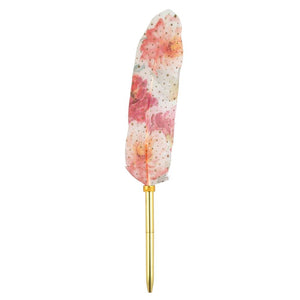 Writing Instrument (FEATHER PEN) - Spring Flowers with Glitter (Single Feather)