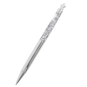 Writing Instrument - Luxury Glitter Confetti Floating Pen with STAR Accent (SILVER)