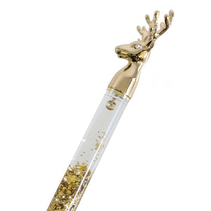 Writing Instrument - Luxury Glitter Confetti Floating Pen with DEER Accent (GOLD)