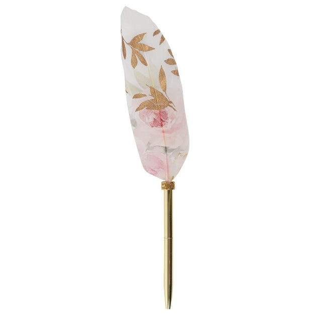 Writing Instrument (FEATHER PEN) - Soft Pink Florals (Single Feather)