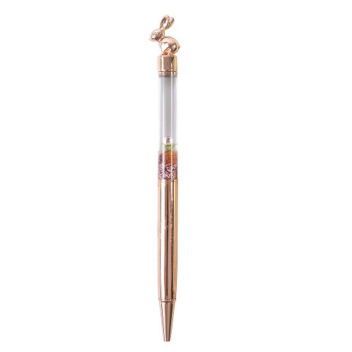 Writing Instrument - Luxury Glitter Confetti Floating Pen with BUNNY Accent (PINK-GOLD)
