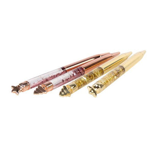 Writing Instrument - Luxury Glitter Confetti Floating Pen with STAR Accent (GOLD)
