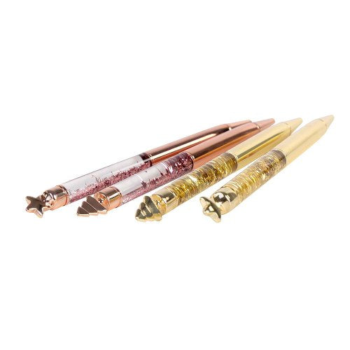 Writing Instrument - Luxury Glitter Confetti Floating Pen with STAR Accent (ROSE GOLD)