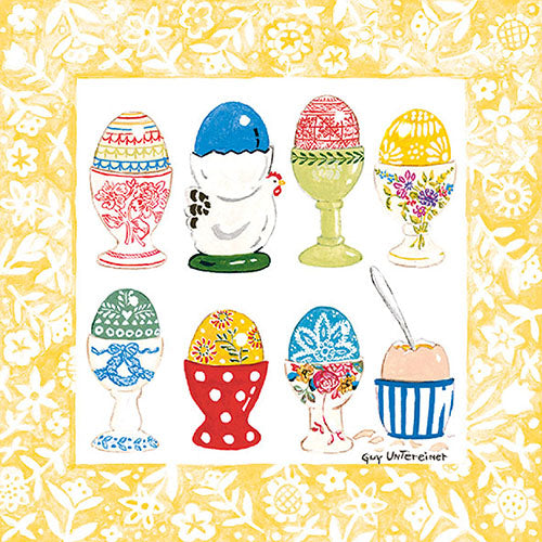 Lunch Napkin - Eggs in Cup YELLOW