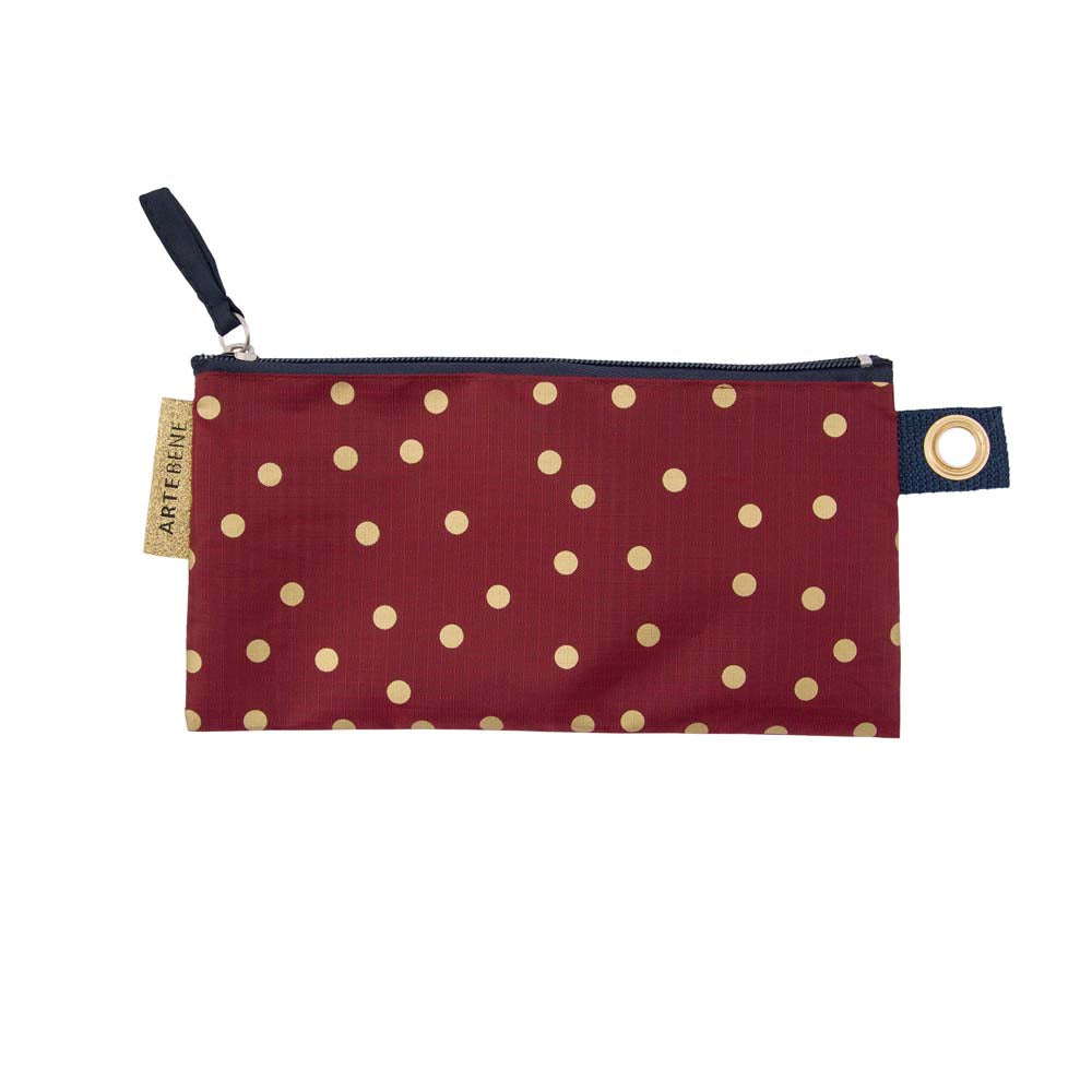 
                
                    Load image into Gallery viewer, Pencil Bag - Gold Dots MAROON
                
            