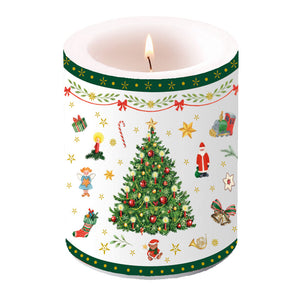 Candle LARGE - Christmas Evergreen WHITE