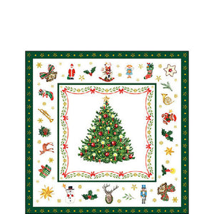 Cocktail Napkin - Christmas Evergreen WHITE