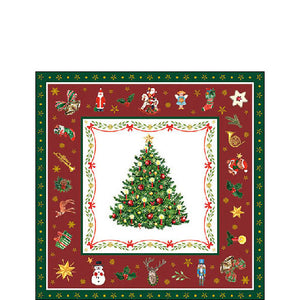 Cocktail Napkin - Christmas Evergreen RED