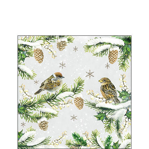 
                
                    Load image into Gallery viewer, Cocktail Napkin - Sparrows in Snow
                
            