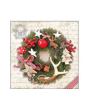 
                
                    Load image into Gallery viewer, Cocktail Napkin - Forest Wreath
                
            