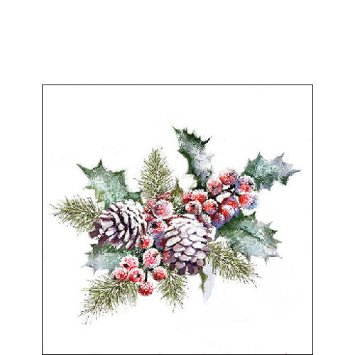 Cocktail Napkin - Holly and Berries