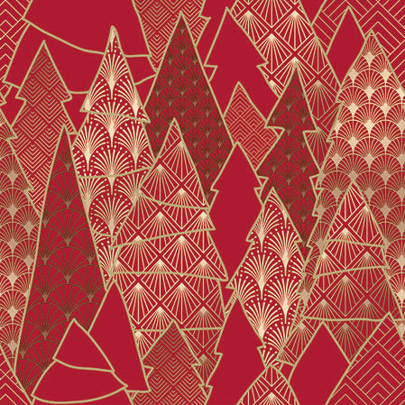 Cocktail Napkin - Luxury Trees RED