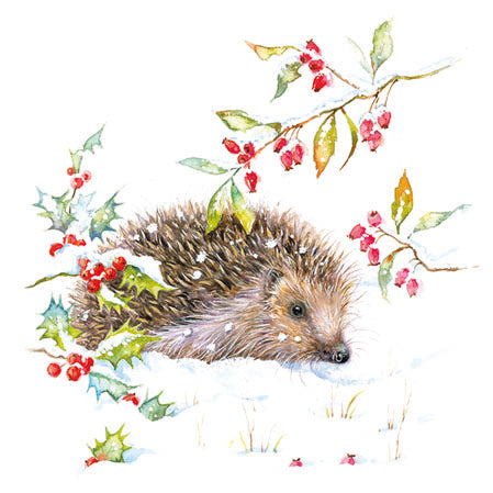 Cocktail Napkin - Hedgehog In Winter