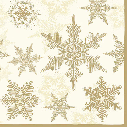 
                
                    Load image into Gallery viewer, Lunch Napkin - Snow Crystals GOLD
                
            