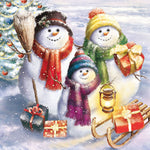 Lunch Napkin - Snowmen Family