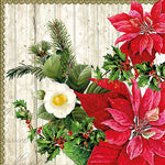 Lunch Napkin - Poinsettia On Wood