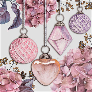 Lunch Napkin - Hanging Baubles ROSE