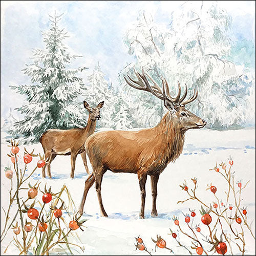 Lunch Napkin - Deer in Snow