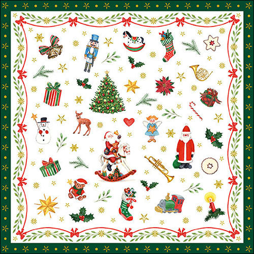 
                
                    Load image into Gallery viewer, Lunch Napkin - Ornaments All Over GREEN
                
            
