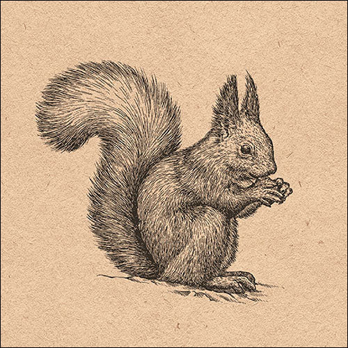 Lunch Napkin - Etching Squirrel (RECYCLED)