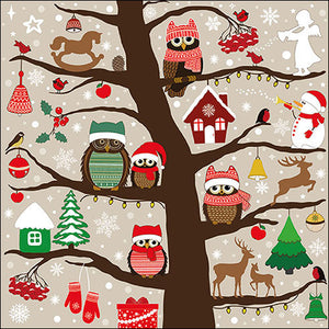 
                
                    Load image into Gallery viewer, Lunch Napkin - Christmas Owls
                
            