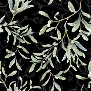 Lunch Napkin - Mistletoe All Over BLACK