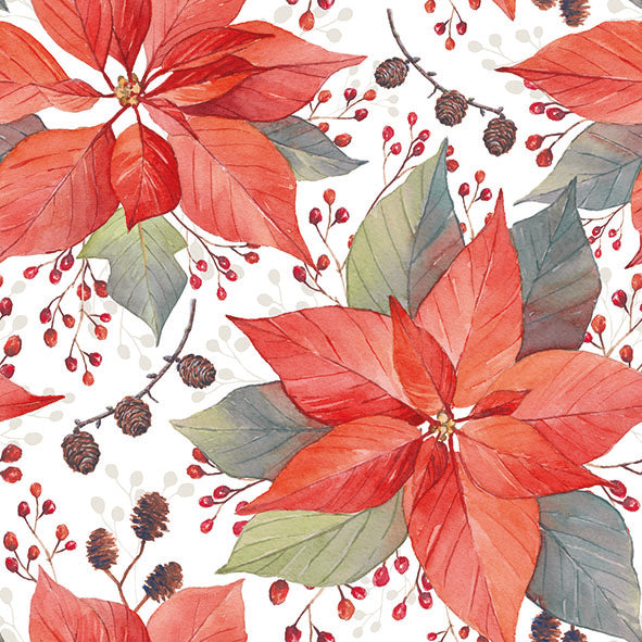 Lunch Napkin - Poinsettia and Berries