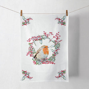 
                
                    Load image into Gallery viewer, Kitchen Towel - Robin in Wreath (COLLECTION)
                
            