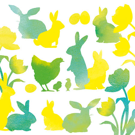 Cocktail Napkin - Easter Silhouettes GREEN