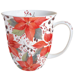 MUG (Fine Bone China) - Poinsettia et baies (400 mL)