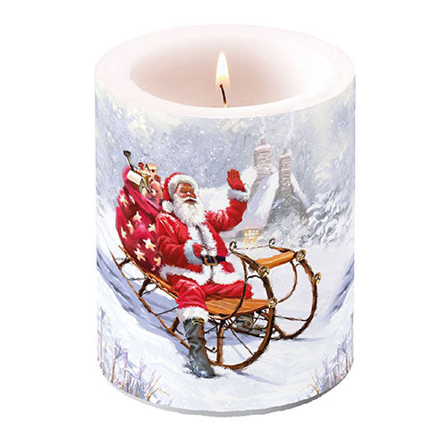 Candle LARGE - Santa On Sledge