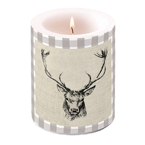 Candle LARGE - Checked Stag Head Brown